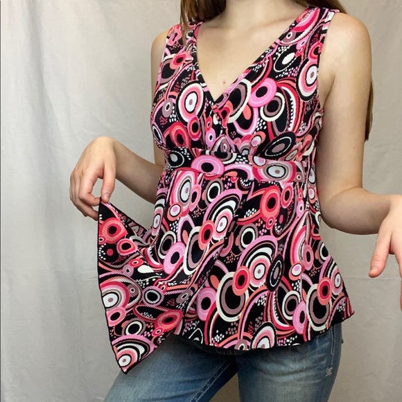 J.T.B. Pleated Oval Pattern Y2K 2000s Tank Top - Picture 1 of 5